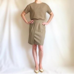 Vintage 90s Minimalist Patterned Skirt Set